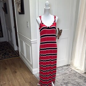 Express Striped Red Maxi Dress Women's Size L